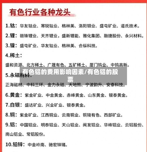 有色铝的费用影响因素/有色铝的股票-第2张图片