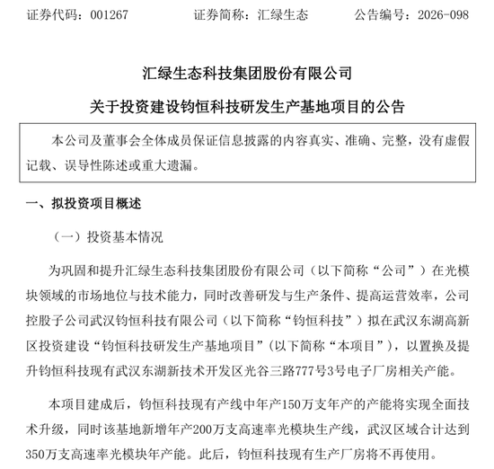 001267，拟扩产光模块