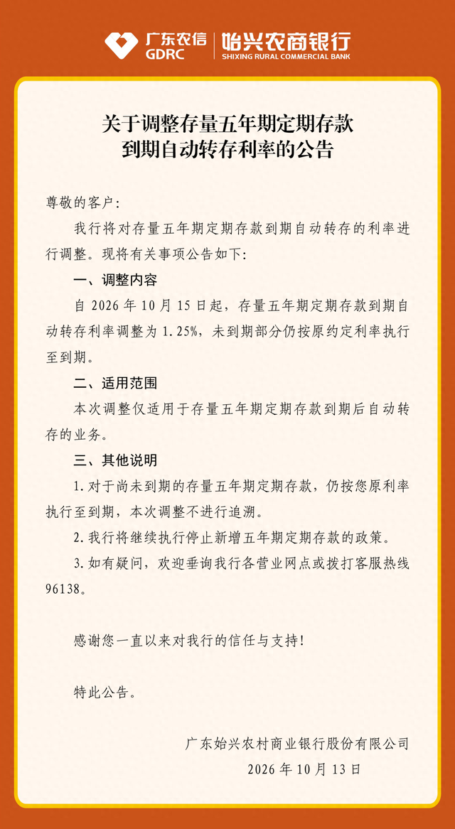 停售五年存款之后，部分中小银行改变自动转存规则：老存单到期自动降档转三年期